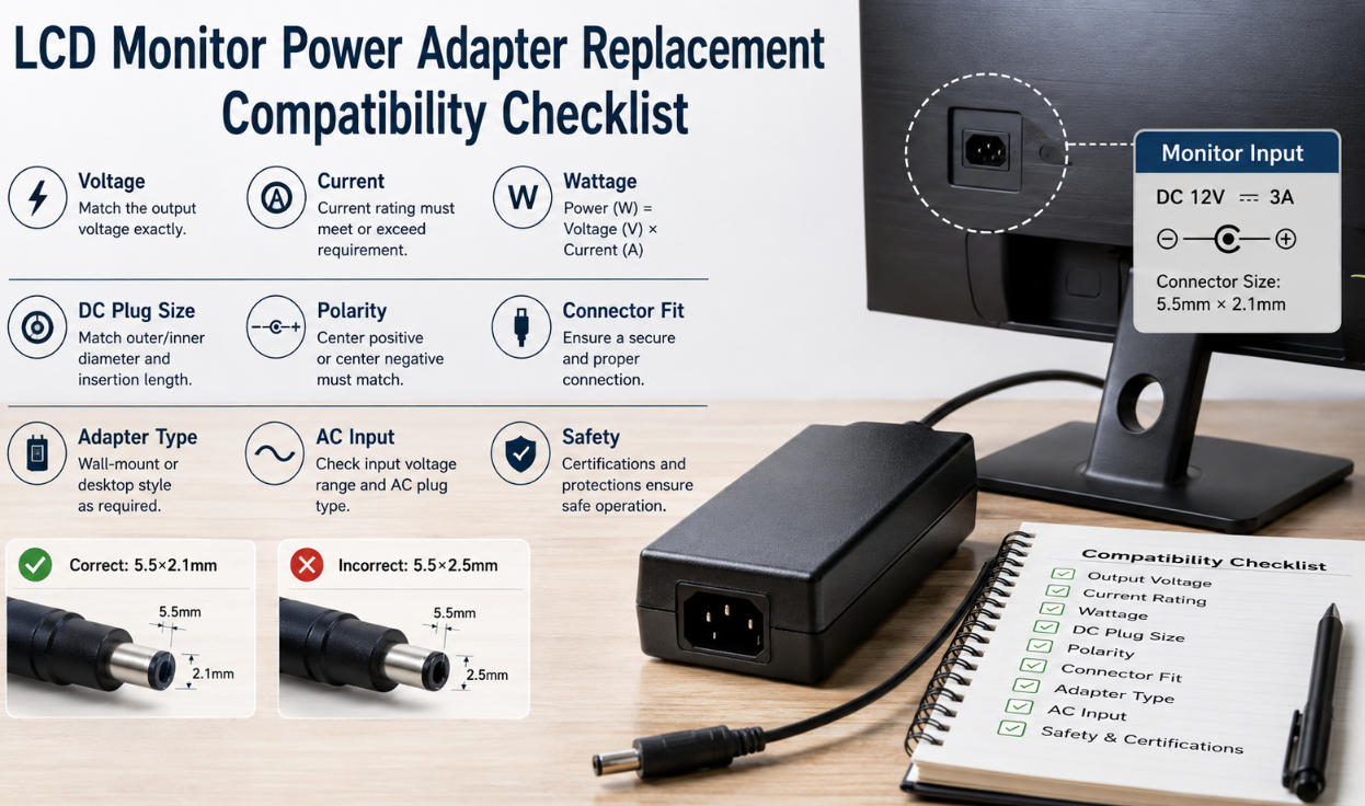 LCD monitor power adapter replacement